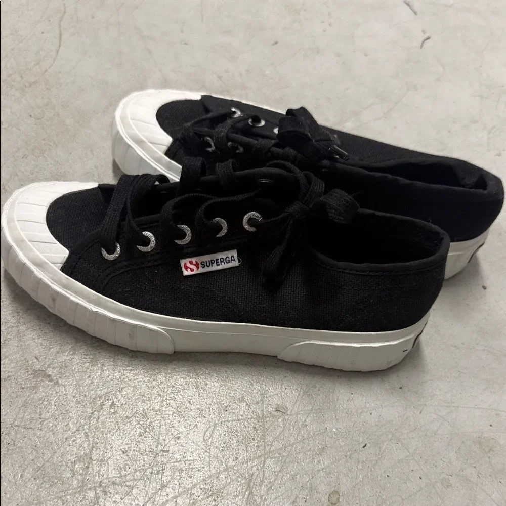 Superga Classic Black Lace-Up Sneakers Size 36 BRAND NEW